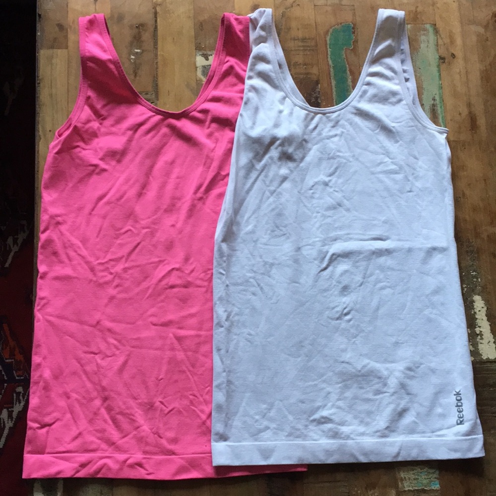 2 Reebok Exercise Tanks! Bright Pink and White!